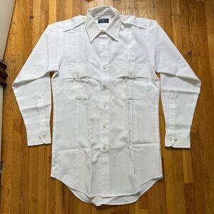 Van Guard by Van Heusen White Long Sleeve Aviator Style ButtonUp Shirt Neck 14.5